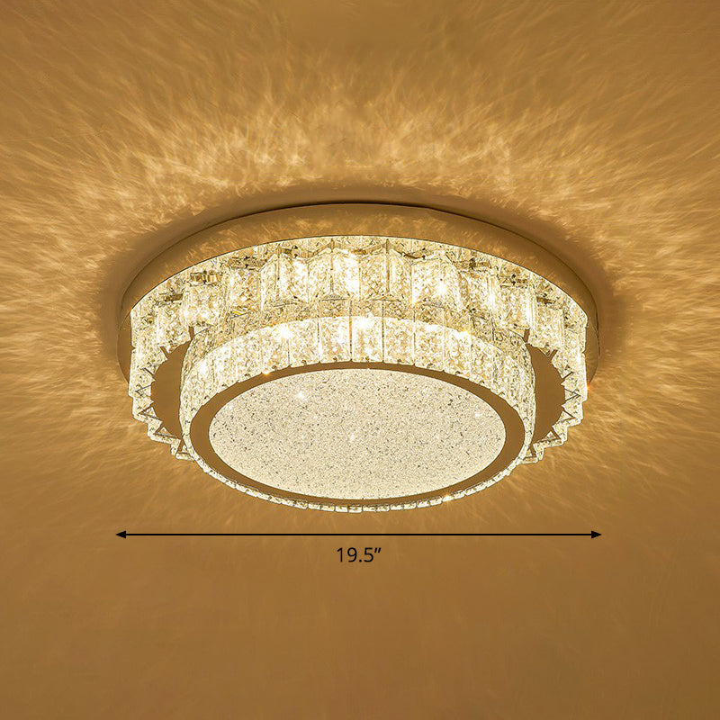 Clear Geometric Shaped Flush Light Simple Beveled Cut Crystal Led Surface Mount Ceiling Light Clear 19.5" Round Clearhalo 'Ceiling Lights' 'Close To Ceiling Lights' 'Close to ceiling' 'Flush mount' Lighting' 2282426