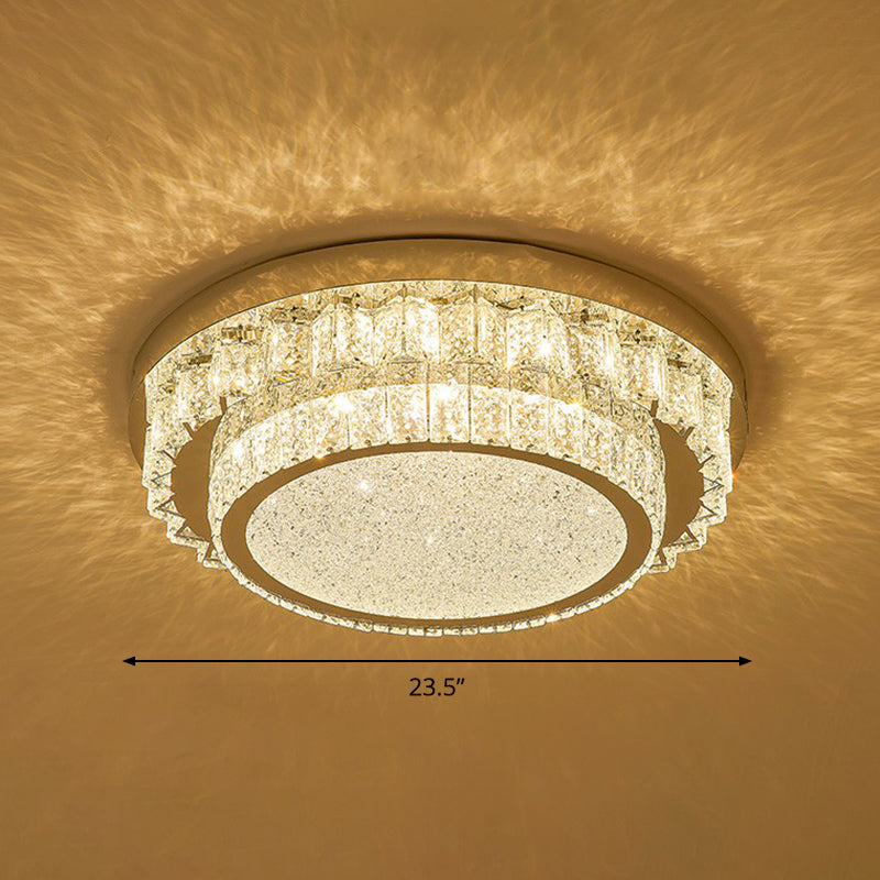 Clear Geometric Shaped Flush Light Simple Beveled Cut Crystal Led Surface Mount Ceiling Light Clear 23.5" Round Clearhalo 'Ceiling Lights' 'Close To Ceiling Lights' 'Close to ceiling' 'Flush mount' Lighting' 2282429