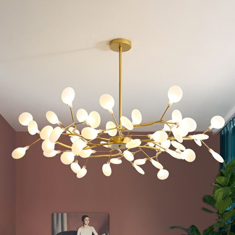 Gold Finish Firefly Hanging Lamp Modern Acrylic Chandelier Light Fixture for Living Room Clearhalo 'Ceiling Lights' 'Chandeliers' 'Modern Chandeliers' 'Modern' Lighting' 2282608