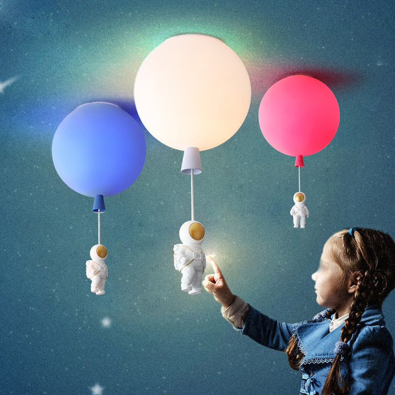 Balloon and Astronaut Ceiling Lamp Kids Acrylic 1 Head Bedroom Pendant Lighting Fixture Clearhalo 'Ceiling Lights' 'Pendant Lights' 'Pendants' Lighting' 2282676