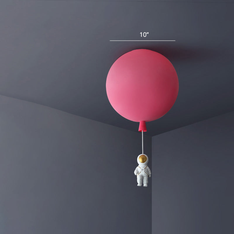Balloon and Astronaut Ceiling Lamp Kids Acrylic 1 Head Bedroom Pendant Lighting Fixture Rose Red Clearhalo 'Ceiling Lights' 'Pendant Lights' 'Pendants' Lighting' 2282681_6b82a479-bc22-44fe-a6a5-fdda3e1b9975