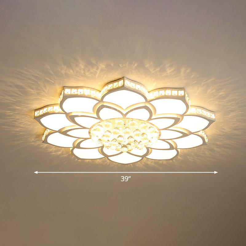 Minimalist Floral Flush Ceiling Light Acrylic Bedroom LED Flush Mounted Fixture with Clear Crystal Accents Clear 39" A Clearhalo 'Ceiling Lights' 'Close To Ceiling Lights' 'Close to ceiling' 'Flush mount' Lighting' 2282761
