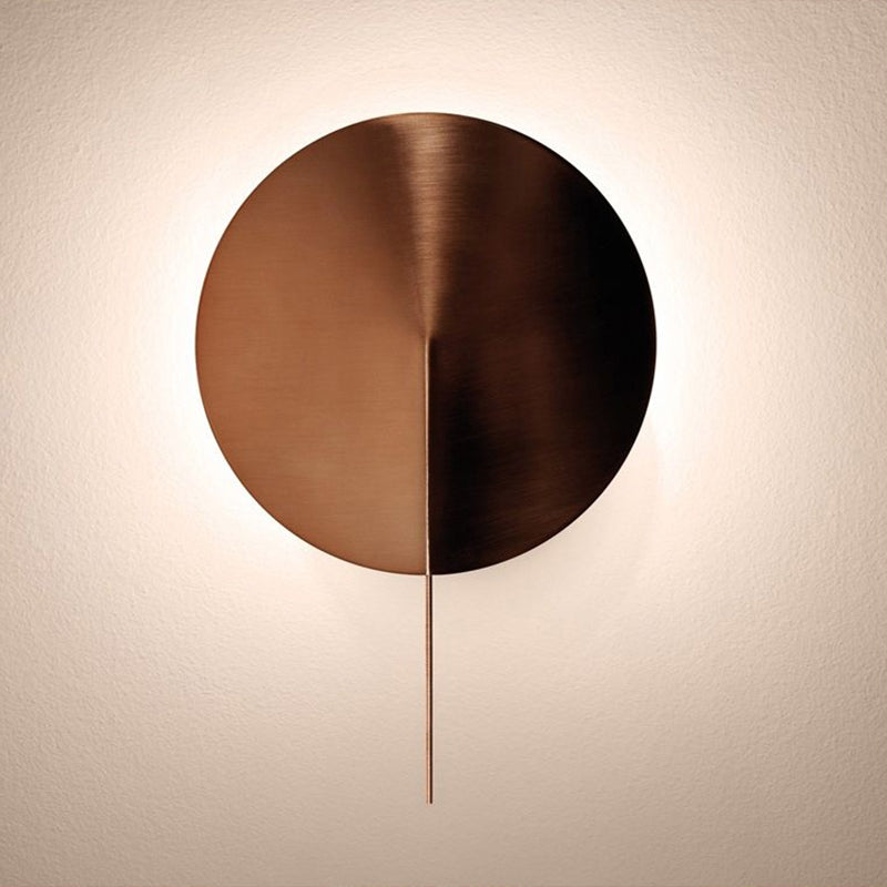 Art Deco Disk Shaped Wall Lamp Fixture Metallic 1 Head Stairway Sconce Wall Lighting Clearhalo 'Cast Iron' 'Glass' 'Industrial' 'Modern wall lights' 'Modern' 'Tiffany' 'Traditional wall lights' 'Wall Lamps & Sconces' 'Wall Lights' Lighting' 2282968