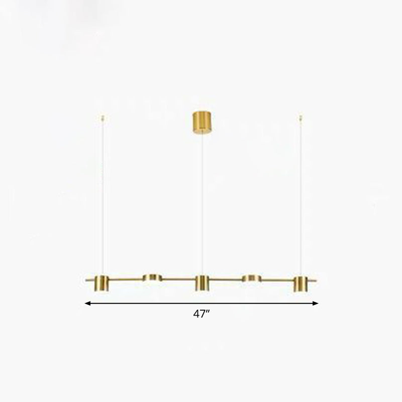 Straight Bar LED Hanging Ceiling Light Postmodern Metal Kitchen over Island Lighting 5 Gold Clearhalo 'Ceiling Lights' 'Island Lights' Lighting' 2283252