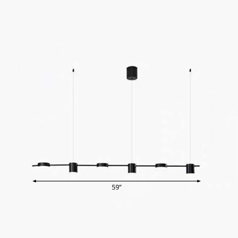 Straight Bar LED Hanging Ceiling Light Postmodern Metal Kitchen over Island Lighting 6 Black Clearhalo 'Ceiling Lights' 'Island Lights' Lighting' 2283256