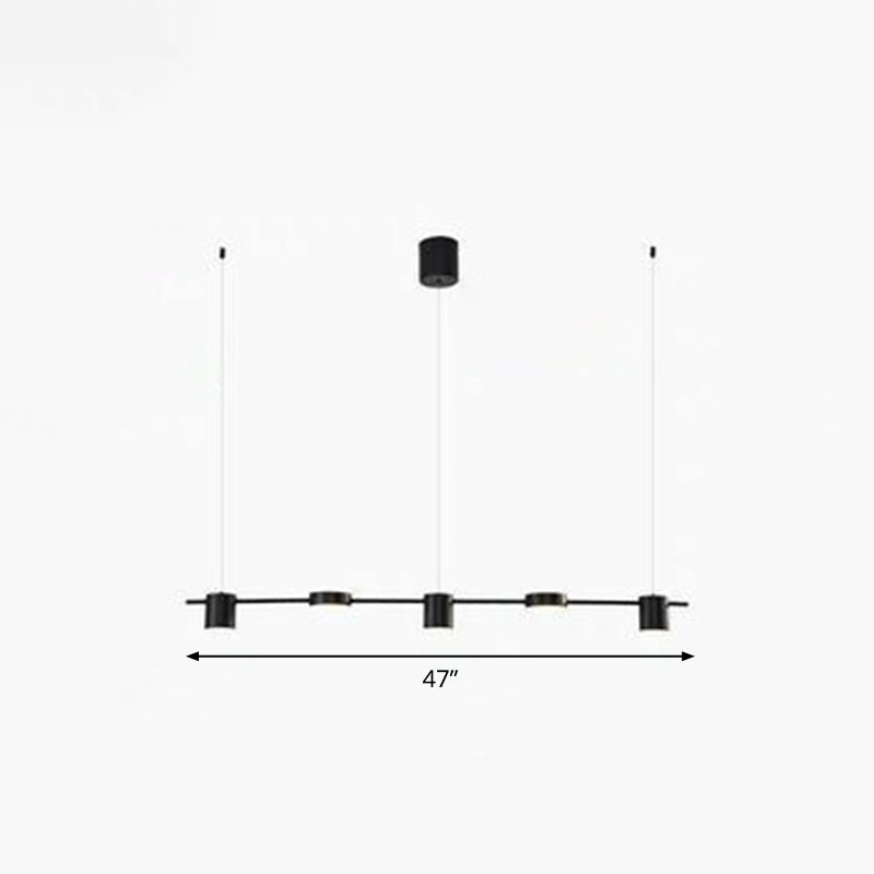 Straight Bar LED Hanging Ceiling Light Postmodern Metal Kitchen over Island Lighting 5 Black Clearhalo 'Ceiling Lights' 'Island Lights' Lighting' 2283257
