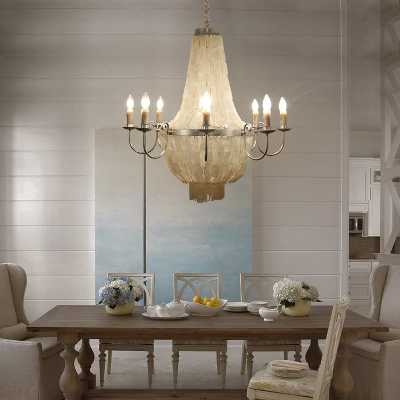 Chrome Empire Shape Chandelier Light Traditional Shell 8 Lights Dining Room Ceiling Light Clearhalo 'Ceiling Lights' 'Chandeliers' Lighting' options 228337