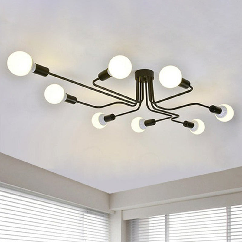 Maze Semi Flush Ceiling Light Industrial Metallic Flush Mount Lighting for Living Room Clearhalo 'Ceiling Lights' 'Close To Ceiling Lights' 'Close to ceiling' 'Semi-flushmount' Lighting' 2283412