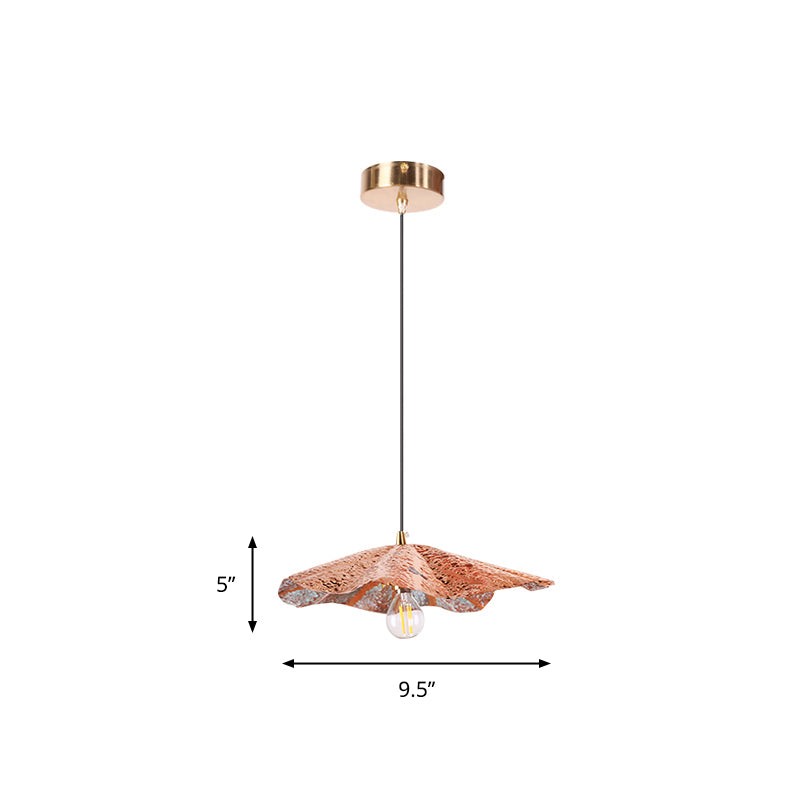 Country Lotus Hanging Ceiling Light 1 Head Metal Drop Pendant in Brass for Dining Room Clearhalo 'Ceiling Lights' 'Pendant Lights' 'Pendants' Lighting' 2283537