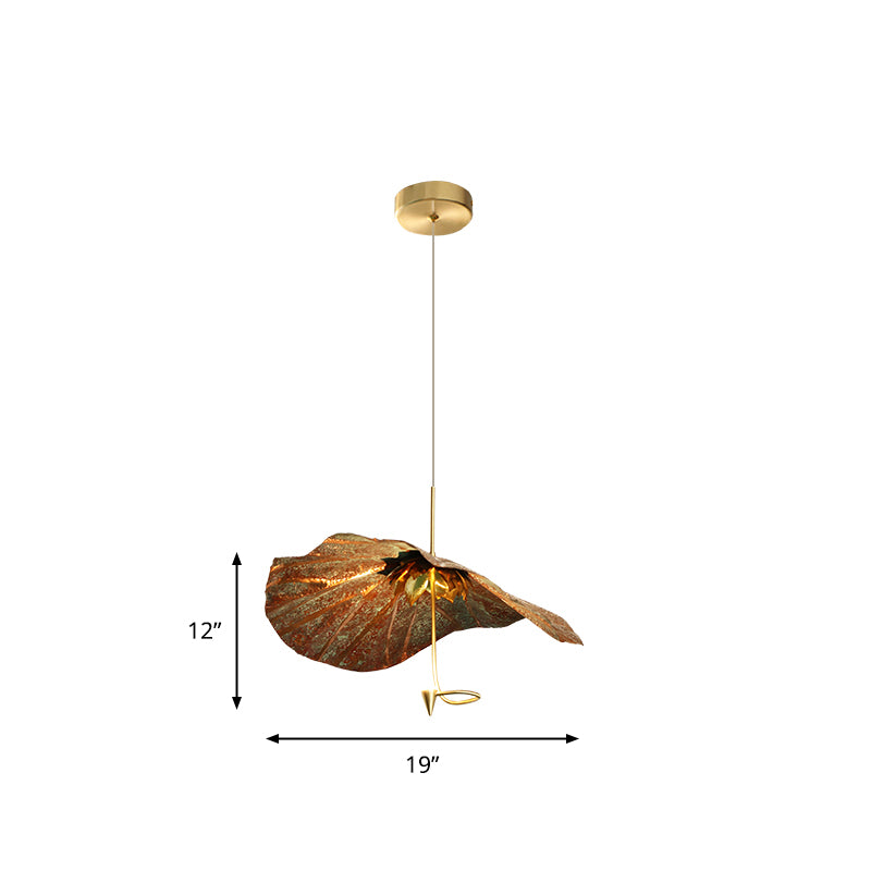 Country Lotus Hanging Ceiling Light 1 Head Metal Drop Pendant in Brass for Dining Room Brass I Clearhalo 'Ceiling Lights' 'Pendant Lights' 'Pendants' Lighting' 2283547_0bb6b04d-b1ba-4d38-8b5d-9c0b10106b01