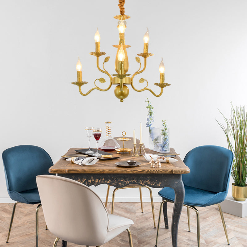 5/12/16 Lights Metal Pendant Chandelier Rustic Black/Gold Candle Dining Room Hanging Ceiling Fixture Clearhalo 'Ceiling Lights' 'Chandeliers' Lighting' options 228424