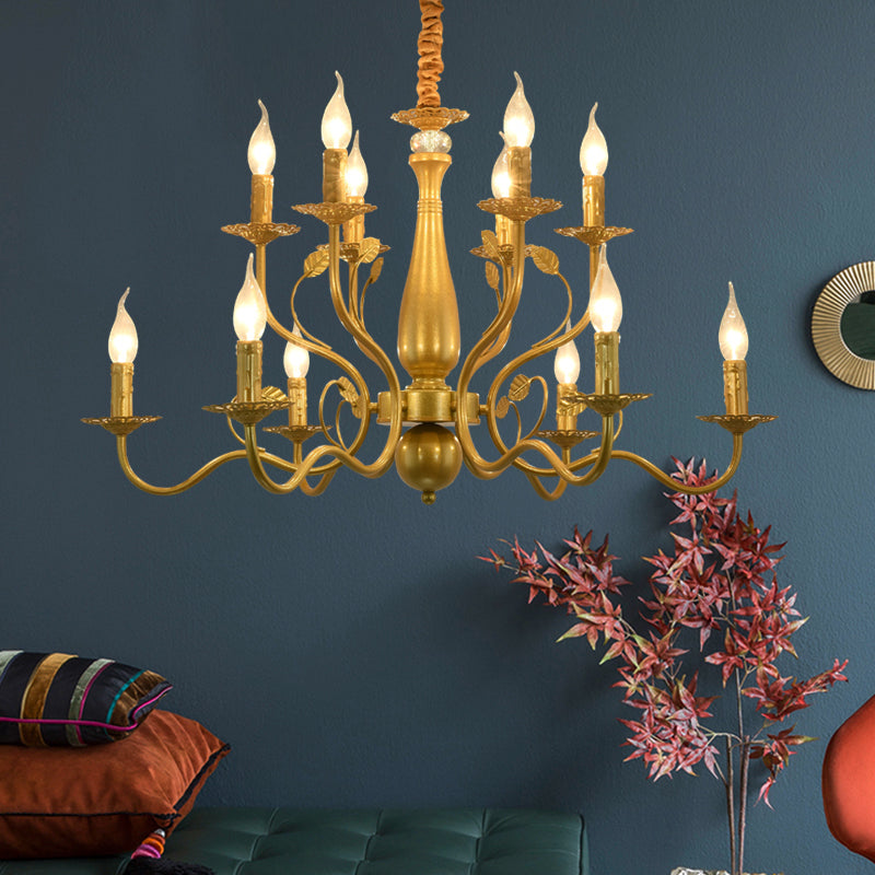5/12/16 Lights Metal Pendant Chandelier Rustic Black/Gold Candle Dining Room Hanging Ceiling Fixture Clearhalo 'Ceiling Lights' 'Chandeliers' Lighting' options 228427