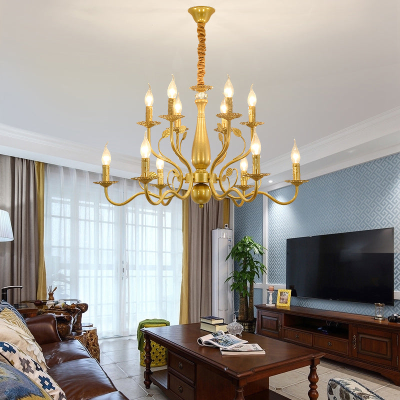 5/12/16 Lights Metal Pendant Chandelier Rustic Black/Gold Candle Dining Room Hanging Ceiling Fixture Clearhalo 'Ceiling Lights' 'Chandeliers' Lighting' options 228428
