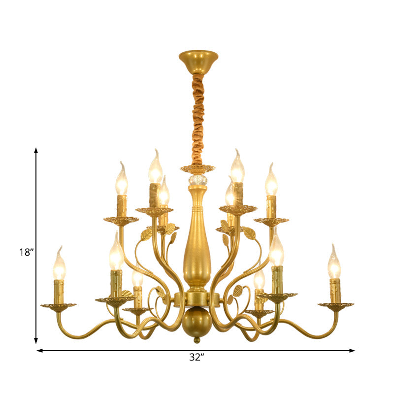 5/12/16 Lights Metal Pendant Chandelier Rustic Black/Gold Candle Dining Room Hanging Ceiling Fixture Clearhalo 'Ceiling Lights' 'Chandeliers' Lighting' options 228430