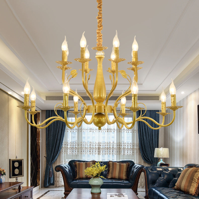 5/12/16 Lights Metal Pendant Chandelier Rustic Black/Gold Candle Dining Room Hanging Ceiling Fixture 16 Gold Clearhalo 'Ceiling Lights' 'Chandeliers' Lighting' options 228431_15bebf8b-dfe0-461c-a173-352b77c7c3ed