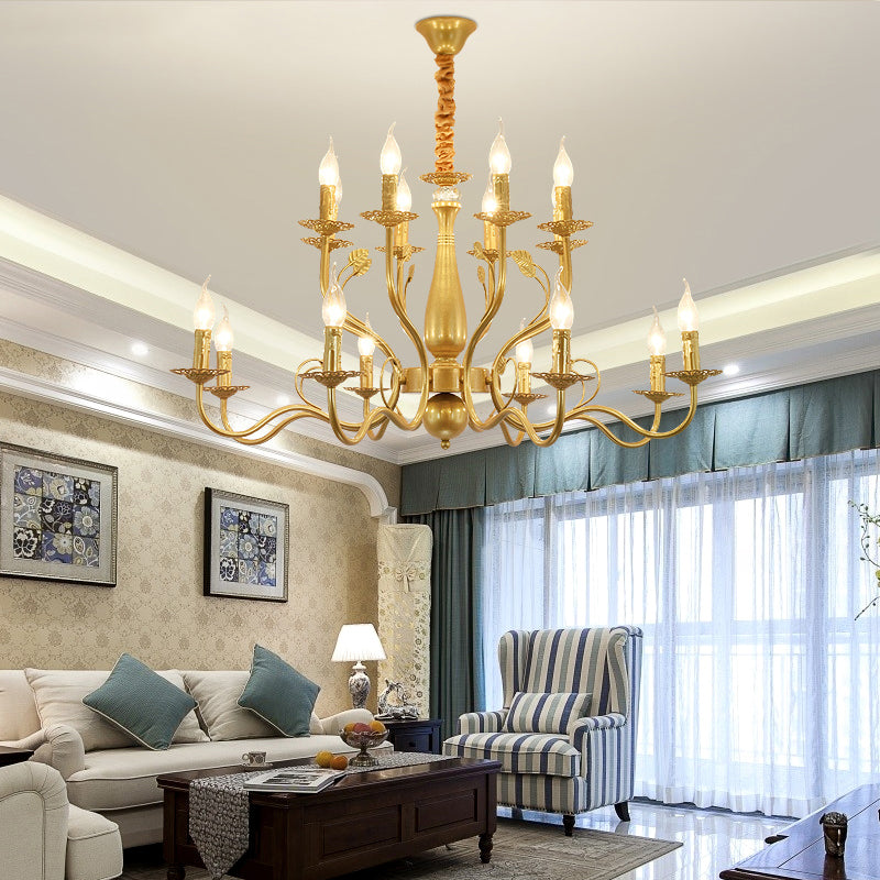 5/12/16 Lights Metal Pendant Chandelier Rustic Black/Gold Candle Dining Room Hanging Ceiling Fixture Clearhalo 'Ceiling Lights' 'Chandeliers' Lighting' options 228432