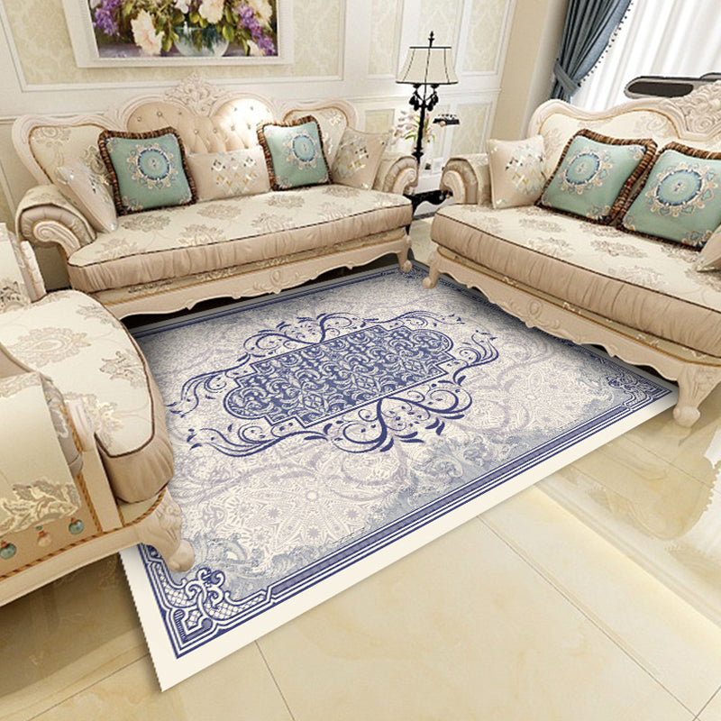 Multicolor Shabby Chic Rug Polyster Floral Printed Area Carpet Non-Slip Backing Washable Rug for Parlor Purple Clearhalo 'Area Rug' 'Rugs' 'Vintage' Rug' 2285371