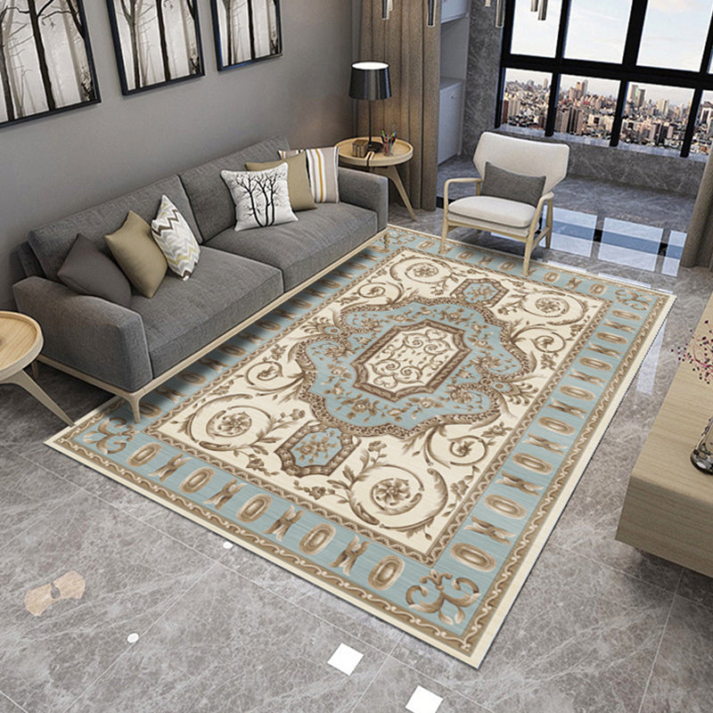 Retro Living Room Rug Multi Colored Flower Pattern Indoor Rug Polypropylene Non-Slip Machine Washable Rug Green Clearhalo 'Area Rug' 'Rugs' 'Vintage' Rug' 2285388