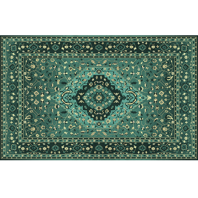 Retro Geometric Pattern Rug Multicolored Synthetics Area Carpet Anti-Slip Pet Friendly Washable Rug for Room Green Clearhalo 'Area Rug' 'Rugs' 'Vintage' Rug' 2285879