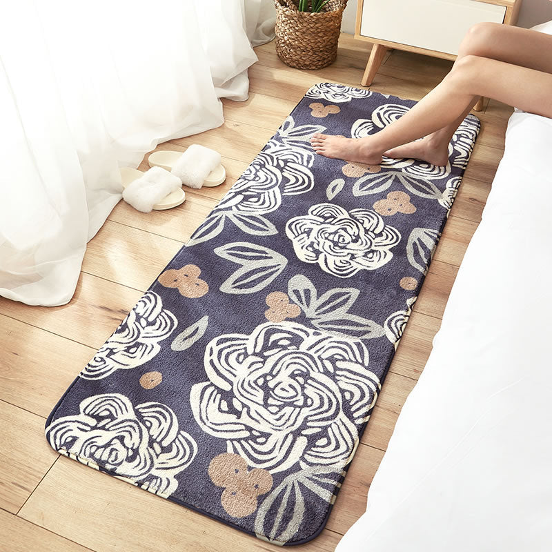 Calming Bedroom Rug Multi Color Floral Printed Area Rug Cotton Blend Stain-Resistant Pet Friendly Carpet Dark Blue Clearhalo 'Area Rug' 'Modern' 'Rugs' Rug' 2286166