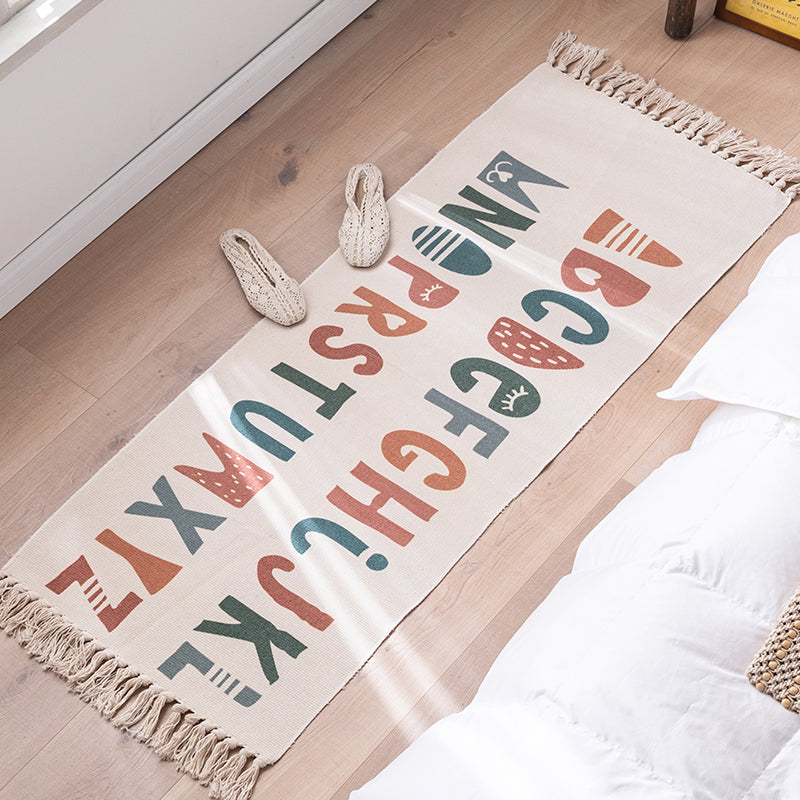 Multi Colored Bedroom Rug Western Geometric Print Indoor Rug Cotton Washable Stain-Resistant Area Carpet with Fringe Gray-Khaki Clearhalo 'Area Rug' 'Rug' 2286201