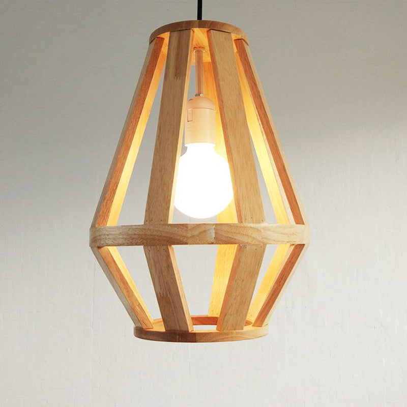 Simplicity Shaded Suspension Lighting Wood 1-Light Restaurant Pendant Light Fixture Clearhalo 'Ceiling Lights' 'Pendant Lights' 'Pendants' Lighting' 2287628