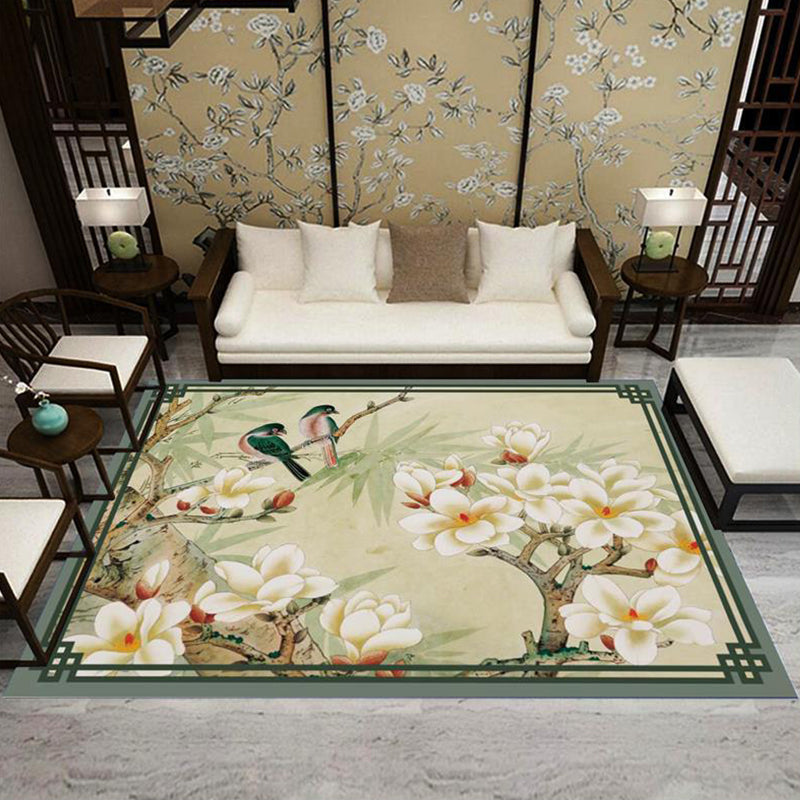 Multi Color Living Room Rug Chinese Floral Printed Indoor Rug Polypropylene Non-Slip Backing Carpet Yellow-Green Clearhalo 'Area Rug' 'Rug' 2287669