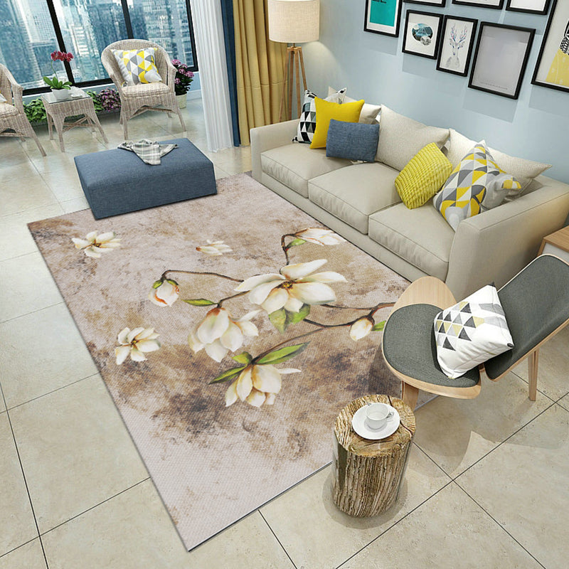 Multi Color Living Room Rug Chinese Floral Printed Indoor Rug Polypropylene Non-Slip Backing Carpet Brown Clearhalo 'Area Rug' 'Rug' 2287672