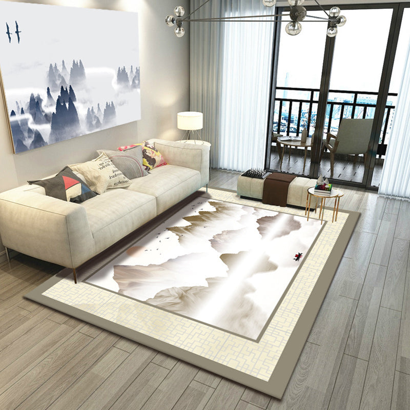 Multi Color Living Room Rug Chinese Floral Printed Indoor Rug Polypropylene Non-Slip Backing Carpet Light Brown Clearhalo 'Area Rug' 'Rug' 2287673
