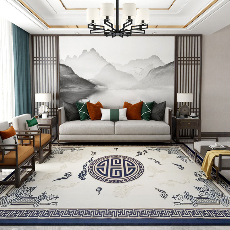 Multi-Color Oriental Rug Polyster Geometric Print Indoor Rug Anti-Slip Backing Pet Friendly Area Carpet for Room Blue Clearhalo 'Area Rug' 'Rug' 2287696