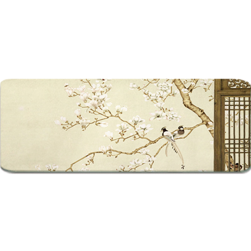 Asia Floral Printed Rug Multi Color Lamb Wool Area Rug Non-Slip Backing Pet Friendly Indoor Rug for Bedroom Dark Beige Clearhalo 'Area Rug' 'Rug' 2287733