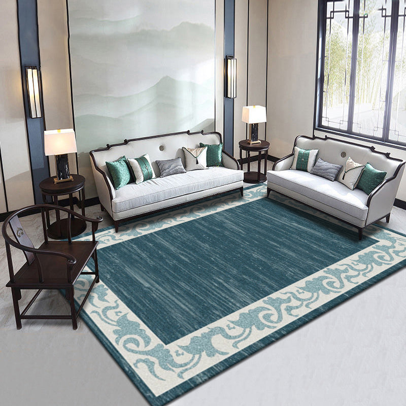 Multi Color Flower Printed Rug Cotton Blend Modern Indoor Rug Non-Slip Backing Pet Friendly Carpet for Home Blue Clearhalo 'Area Rug' 'Rug' 2288283