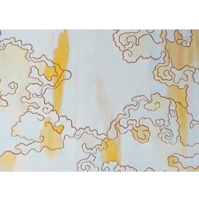 Chinese Living Room Rug Multi Color Printed Area Carpet Lamb Wool Non-Slip Stain-Resistant Indoor Rug Blue-Yellow Clearhalo 'Area Rug' 'Rug' 2288294