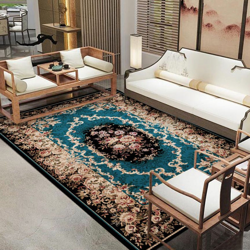 Modern Floral Printed Rug Multi Color Polypropylene Indoor Rug Non-Slip Backing Easy Care Area Carpet for Room Green Clearhalo 'Area Rug' 'Modern' 'Rugs' Rug' 2288411