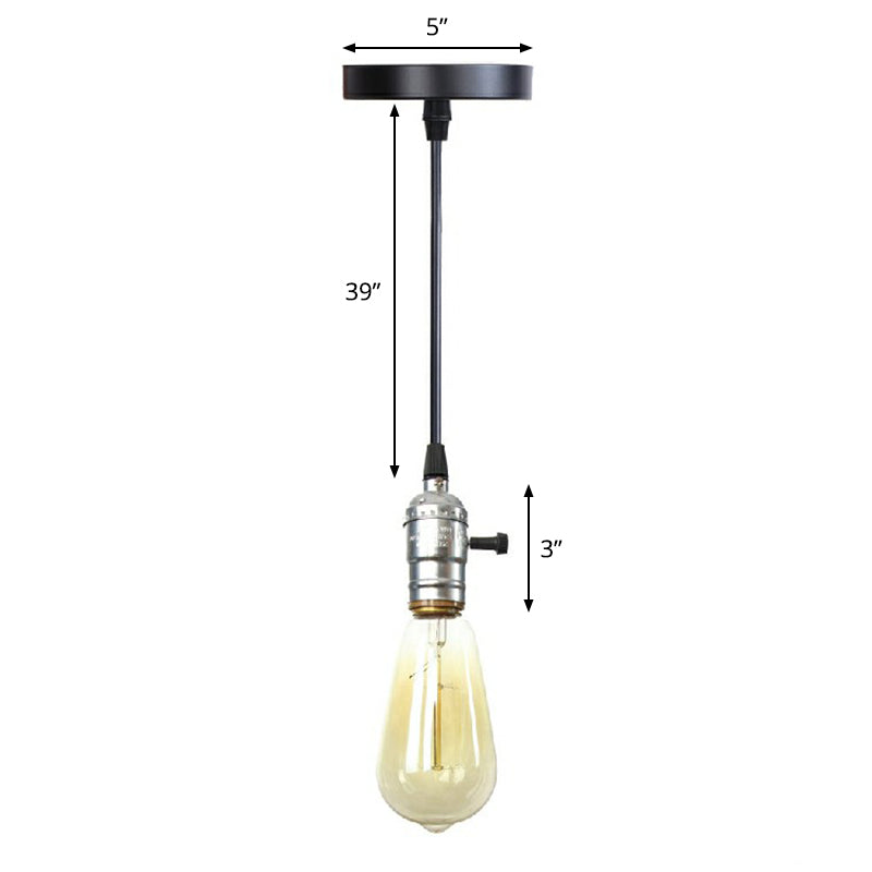 Edison Bulb Socket Aluminum Pendant Light Industrial Single Living Room Hanging Lamp in Black Black D Clearhalo 'Art Deco Pendants' 'Black' 'Cast Iron' 'Ceiling Lights' 'Ceramic' 'Crystal' 'Industrial Pendants' 'Industrial' 'Metal' 'Middle Century Pendants' 'Pendant Lights' 'Pendants' 'Rustic Pendants' 'Tiffany' Lighting' 2289673