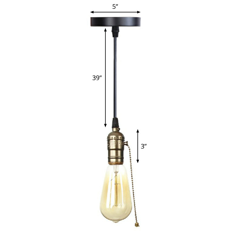 Edison Bulb Socket Aluminum Pendant Light Industrial Single Living Room Hanging Lamp in Black Black G Clearhalo 'Art Deco Pendants' 'Black' 'Cast Iron' 'Ceiling Lights' 'Ceramic' 'Crystal' 'Industrial Pendants' 'Industrial' 'Metal' 'Middle Century Pendants' 'Pendant Lights' 'Pendants' 'Rustic Pendants' 'Tiffany' Lighting' 2289678