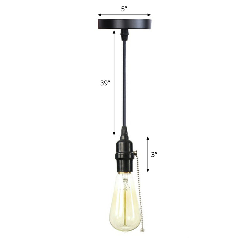 Edison Bulb Socket Aluminum Pendant Light Industrial Single Living Room Hanging Lamp in Black Black C Clearhalo 'Art Deco Pendants' 'Black' 'Cast Iron' 'Ceiling Lights' 'Ceramic' 'Crystal' 'Industrial Pendants' 'Industrial' 'Metal' 'Middle Century Pendants' 'Pendant Lights' 'Pendants' 'Rustic Pendants' 'Tiffany' Lighting' 2289681