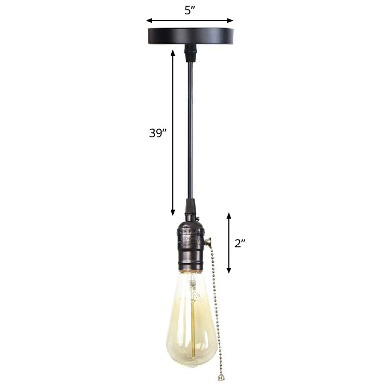 Edison Bulb Socket Aluminum Pendant Light Industrial Single Living Room Hanging Lamp in Black Black K Clearhalo 'Art Deco Pendants' 'Black' 'Cast Iron' 'Ceiling Lights' 'Ceramic' 'Crystal' 'Industrial Pendants' 'Industrial' 'Metal' 'Middle Century Pendants' 'Pendant Lights' 'Pendants' 'Rustic Pendants' 'Tiffany' Lighting' 2289687