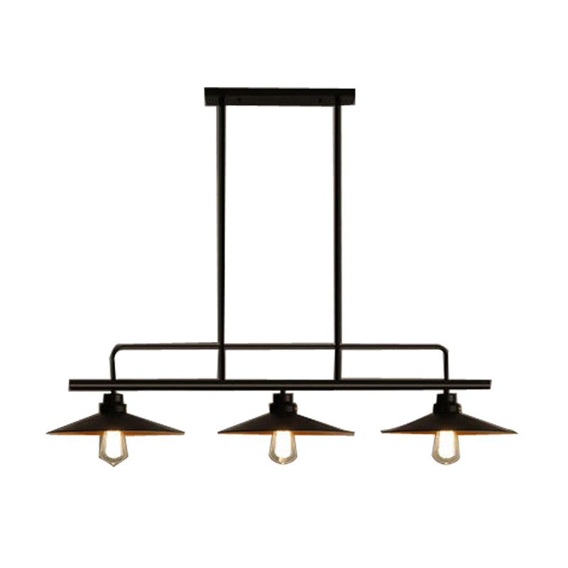 3 Lights Saucer Suspension Lighting Vintage Black Metal Island Lamp for Dining Room Clearhalo 'Ceiling Lights' 'Island Lights' Lighting' 2289858