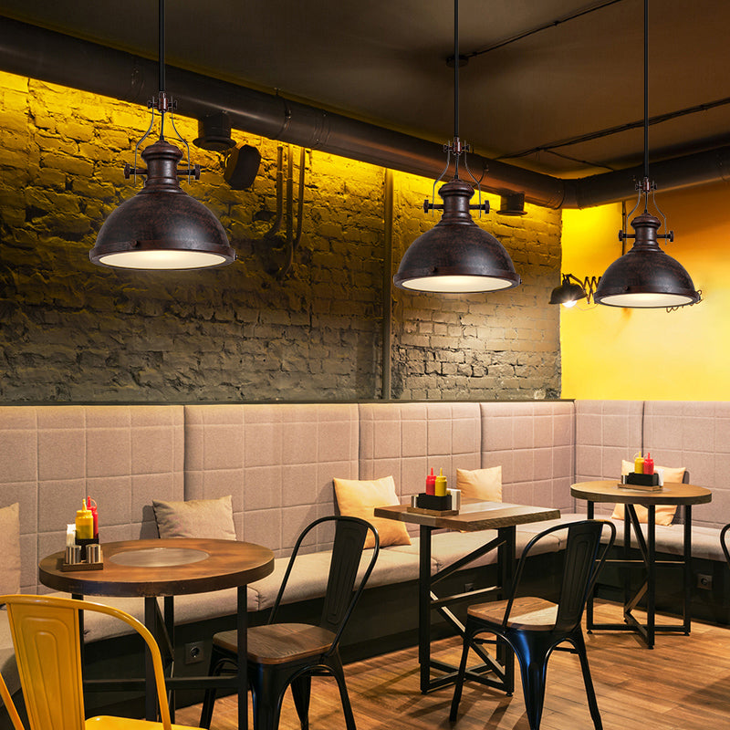 Bowl Restaurant Pendant Light Retro Metal 1 Head Hanging Lamp with Frosted Glass Diffuser Clearhalo 'Art Deco Pendants' 'Black' 'Cast Iron' 'Ceiling Lights' 'Ceramic' 'Crystal' 'Industrial Pendants' 'Industrial' 'Metal' 'Middle Century Pendants' 'Pendant Lights' 'Pendants' 'Rustic Pendants' 'Tiffany' Lighting' 2289866