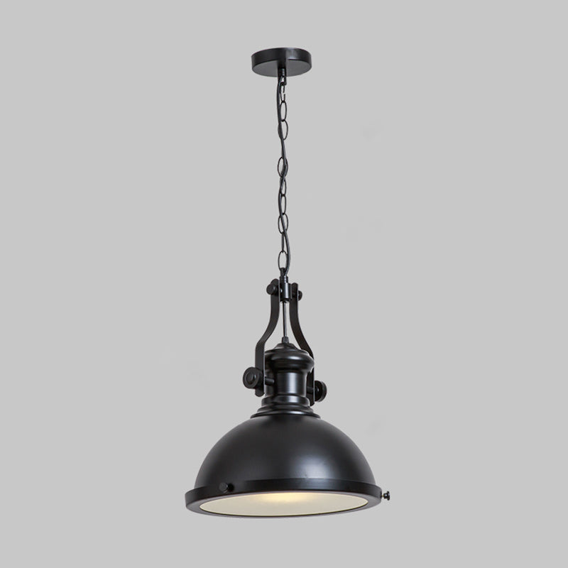Bowl Restaurant Pendant Light Retro Metal 1 Head Hanging Lamp with Frosted Glass Diffuser Clearhalo 'Art Deco Pendants' 'Black' 'Cast Iron' 'Ceiling Lights' 'Ceramic' 'Crystal' 'Industrial Pendants' 'Industrial' 'Metal' 'Middle Century Pendants' 'Pendant Lights' 'Pendants' 'Rustic Pendants' 'Tiffany' Lighting' 2289867