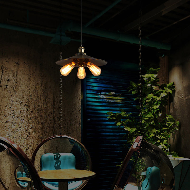 Industrial Creative UFO Pendant Light 3-Head Metal Chandelier Lighting Fixture in Black Clearhalo 'Art Deco Pendants' 'Black' 'Cast Iron' 'Ceiling Lights' 'Ceramic' 'Crystal' 'Industrial Pendants' 'Industrial' 'Metal' 'Middle Century Pendants' 'Pendant Lights' 'Pendants' 'Rustic Pendants' 'Tiffany' Lighting' 2289880