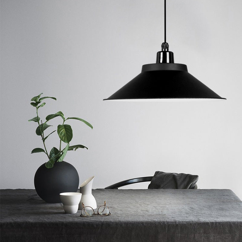 1-Light Ceiling Suspension Lamp Loft Conical Metal Hanging Light with Rolled Edge Clearhalo 'Art Deco Pendants' 'Black' 'Cast Iron' 'Ceiling Lights' 'Ceramic' 'Crystal' 'Industrial Pendants' 'Industrial' 'Metal' 'Middle Century Pendants' 'Pendant Lights' 'Pendants' 'Rustic Pendants' 'Tiffany' Lighting' 2289889