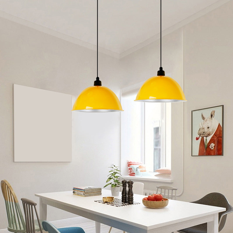 Single-Bulb Bowl Shaped Hanging Light Loft Metallic Suspension Pendant for Dining Room Yellow Clearhalo 'Art Deco Pendants' 'Black' 'Cast Iron' 'Ceiling Lights' 'Ceramic' 'Crystal' 'Industrial Pendants' 'Industrial' 'Metal' 'Middle Century Pendants' 'Pendant Lights' 'Pendants' 'Rustic Pendants' 'Tiffany' Lighting' 2289908