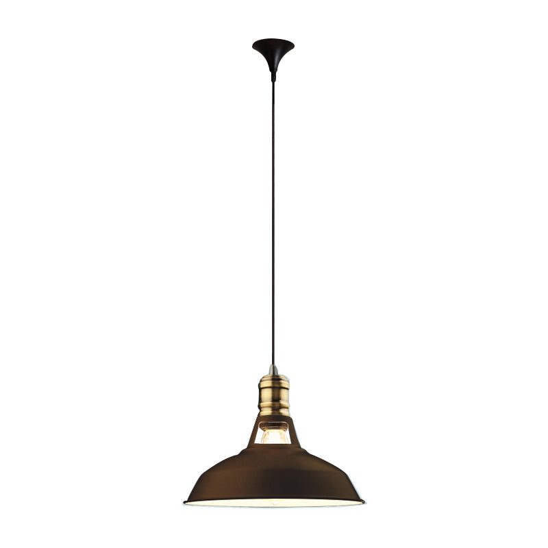 Iron Barn Shaped Pendulum Light Industrial 1 Bulb Dining Room Pendant Light Fixture with Vented Socket Black Clearhalo 'Art Deco Pendants' 'Black' 'Cast Iron' 'Ceiling Lights' 'Ceramic' 'Crystal' 'Industrial Pendants' 'Industrial' 'Metal' 'Middle Century Pendants' 'Pendant Lights' 'Pendants' 'Rustic Pendants' 'Tiffany' Lighting' 2289919