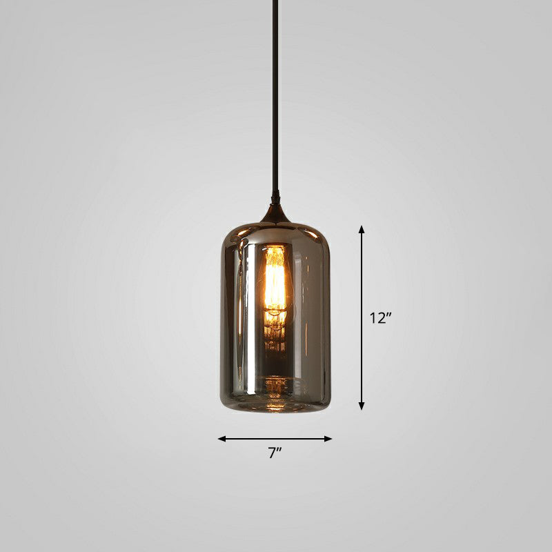 1 Bulb Hanging Light Simplicity Shaded Smoke Gray Glass Pendant Lighting Fixture Smoke Gray D Clearhalo 'Ceiling Lights' 'Glass shade' 'Glass' 'Industrial Pendants' 'Industrial' 'Middle Century Pendants' 'Pendant Lights' 'Pendants' 'Tiffany' Lighting' 2290035