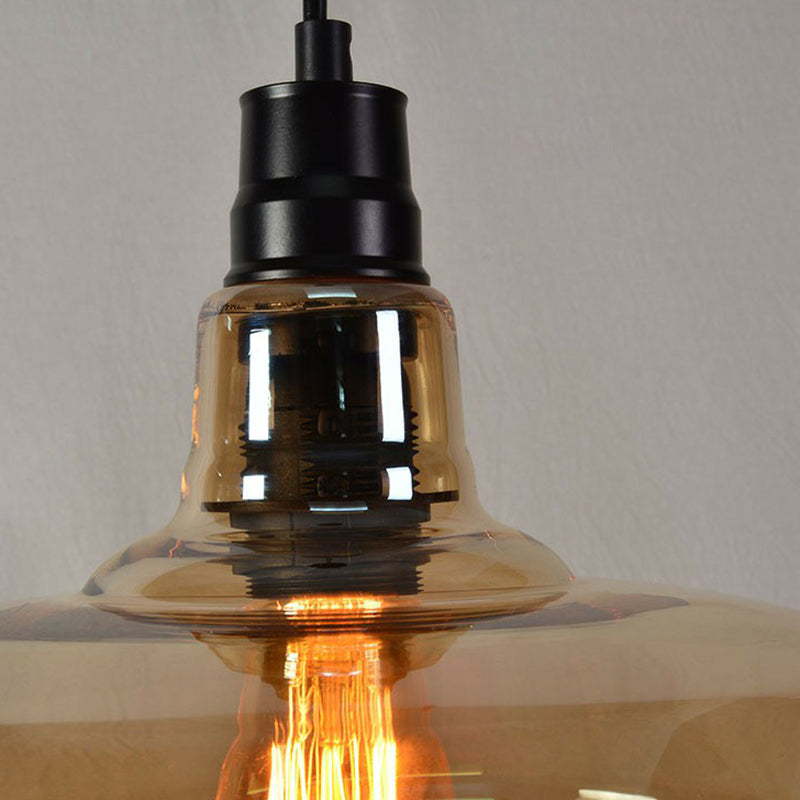 Pot Cover Glass Hanging Lamp Vintage Style Single-Bulb Restaurant Lighting Pendant Clearhalo 'Ceiling Lights' 'Glass shade' 'Glass' 'Industrial Pendants' 'Industrial' 'Middle Century Pendants' 'Pendant Lights' 'Pendants' 'Tiffany' Lighting' 2290072