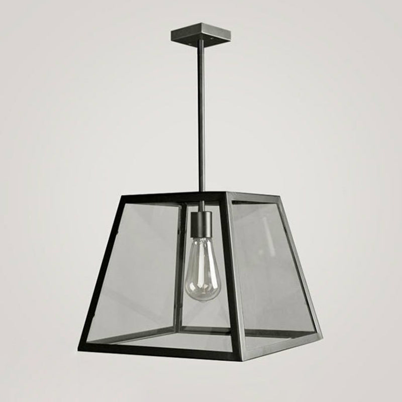 1-Light Pendant Light Antique Trapezoid Clear Glass Hanging Light for Restaurant Clear Clearhalo 'Art Deco Pendants' 'Cast Iron' 'Ceiling Lights' 'Ceramic' 'Crystal' 'Industrial Pendants' 'Industrial' 'Metal' 'Middle Century Pendants' 'Pendant Lights' 'Pendants' 'Tiffany' Lighting' 2290098