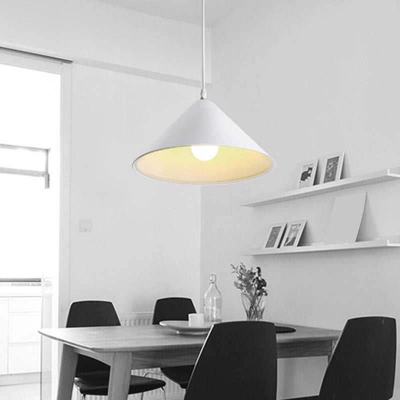 Conical Dining Room Pendant Light Minimalistic Metal 1 Head Hanging Light Fixture Clearhalo 'Art Deco Pendants' 'Black' 'Cast Iron' 'Ceiling Lights' 'Ceramic' 'Crystal' 'Industrial Pendants' 'Industrial' 'Metal' 'Middle Century Pendants' 'Pendant Lights' 'Pendants' 'Rustic Pendants' 'Tiffany' Lighting' 2290222