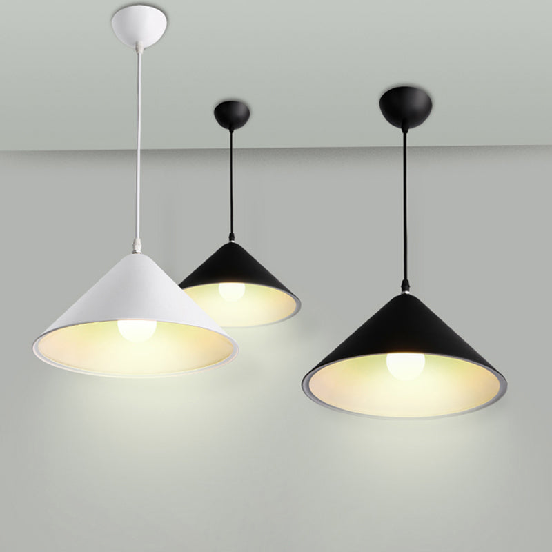 Conical Dining Room Pendant Light Minimalistic Metal 1 Head Hanging Light Fixture Clearhalo 'Art Deco Pendants' 'Black' 'Cast Iron' 'Ceiling Lights' 'Ceramic' 'Crystal' 'Industrial Pendants' 'Industrial' 'Metal' 'Middle Century Pendants' 'Pendant Lights' 'Pendants' 'Rustic Pendants' 'Tiffany' Lighting' 2290224